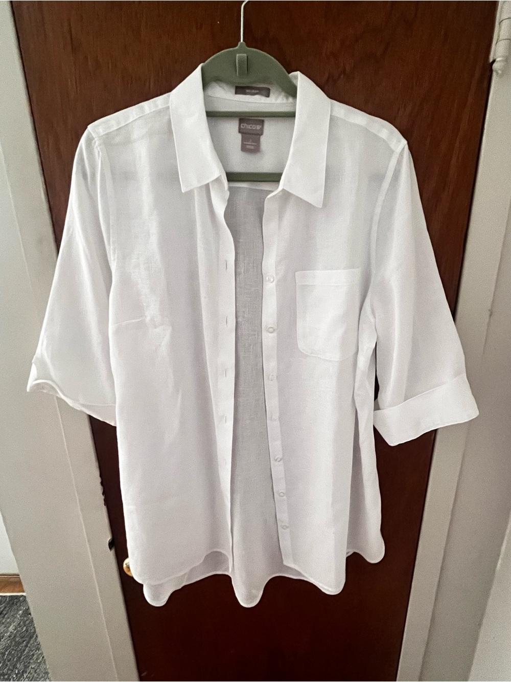 Chico’s Size 2 White Button Front Tunic Blouse
